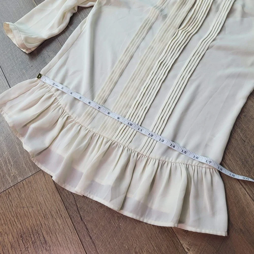 Banana Republic Ivory Pleated Peplum Blouse 3/4 Sleeve Cream Top XS